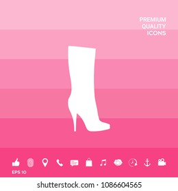 Women shoes icon, the modern silhouette. Menu item in the web design