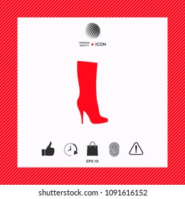 Women shoes icon, the modern silhouette. Menu item in the web design