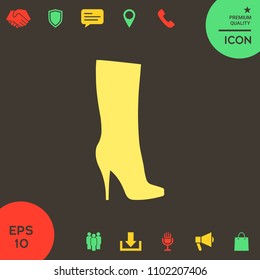 Women shoes icon, the modern silhouette. Menu item in the web design