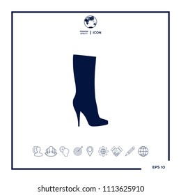 Women shoes icon, the modern silhouette. Menu item in the web design