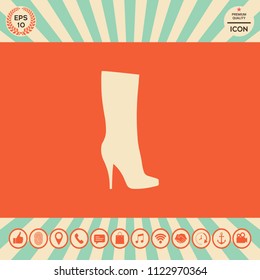 Women shoes icon, the modern silhouette. Menu item in the web design