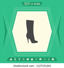 Women shoes icon, the modern silhouette. Menu item in the web design