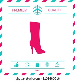 Women shoes icon, the modern silhouette. Menu item in the web design