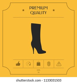 Women shoes icon, the modern silhouette. Menu item in the web design