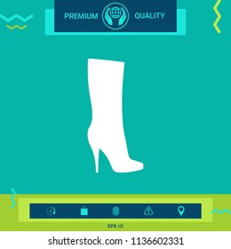 Women shoes icon, the modern silhouette. Menu item in the web design