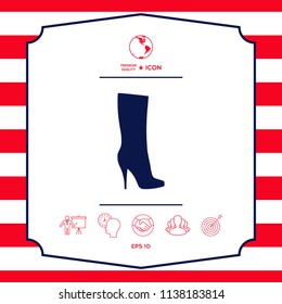 Women shoes icon, the modern silhouette. Menu item in the web design