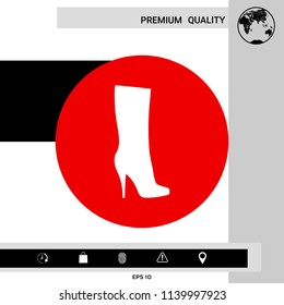 Women shoes icon, the modern silhouette. Menu item in the web design