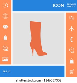 Women shoes icon, the modern silhouette. Menu item in the web design