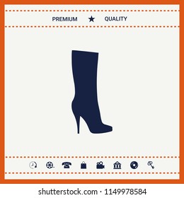 Women shoes icon, the modern silhouette. Menu item in the web design