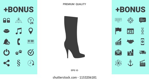 Women shoes icon, the modern silhouette. Menu item in the web design