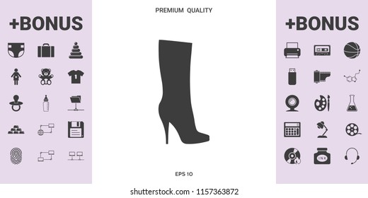 Women shoes icon, the modern silhouette. Menu item in the web design