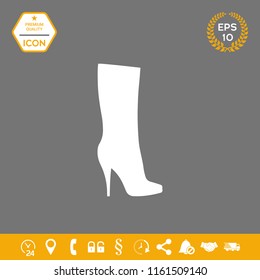 Women shoes icon, the modern silhouette. Menu item in the web design
