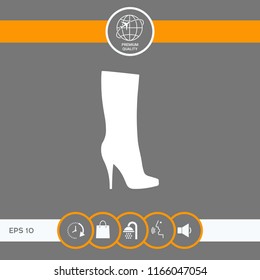 Women shoes icon, the modern silhouette. Menu item in the web design