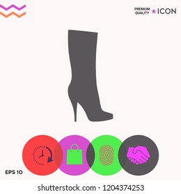 Women shoes icon, the modern silhouette. Menu item in the web design