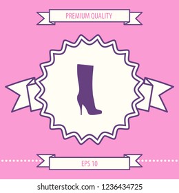 Women shoes icon, the modern silhouette. Menu item in the web design