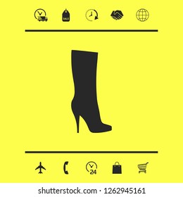 Women shoes icon, the modern silhouette. Menu item in the web design