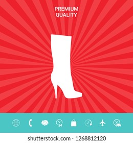 Women shoes icon, the modern silhouette. Menu item in the web design