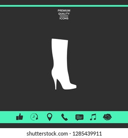 Women shoes icon, the modern silhouette. Menu item in the web design