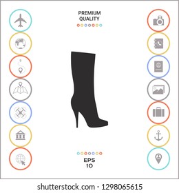 Women shoes icon, the modern silhouette. Menu item in the web design