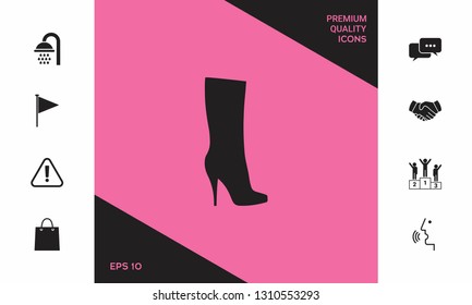 Women shoes icon, the modern silhouette. Menu item in the web design