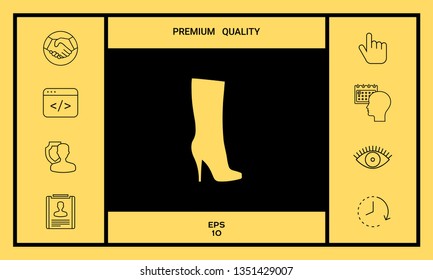Women shoes icon, the modern silhouette. Menu item in the web design