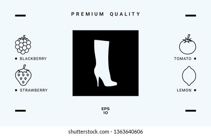 Women shoes icon, the modern silhouette. Menu item in the web design