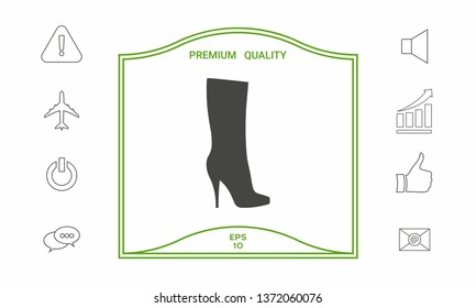 Women shoes icon, the modern silhouette. Menu item in the web design