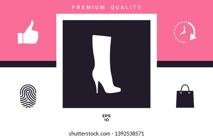 Women shoes icon, the modern silhouette. Menu item in the web design