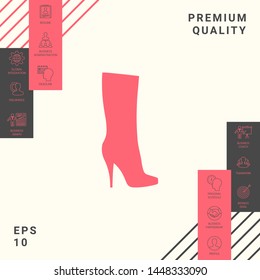 Women shoes icon, the modern silhouette. Menu item in the web design