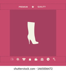 Women shoes icon, the modern silhouette. Menu item in the web design