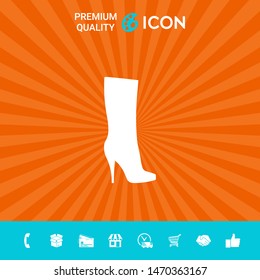 Women shoes icon, the modern silhouette. Menu item in the web design