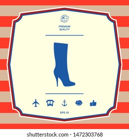Women shoes icon, the modern silhouette. Menu item in the web design