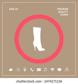 Women shoes icon, the modern silhouette. Menu item in the web design