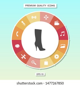 Women shoes icon, the modern silhouette. Menu item in the web design
