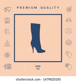 Women shoes icon, the modern silhouette. Menu item in the web design