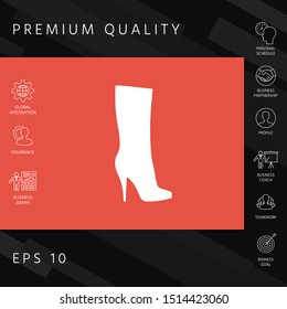 Women shoes icon, the modern silhouette. Menu item in the web design