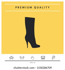 Women shoes icon, the modern silhouette. Menu item in the web design