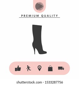Women shoes icon, the modern silhouette. Menu item in the web design