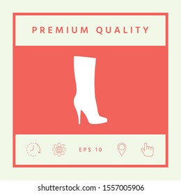 Women shoes icon, the modern silhouette. Menu item in the web design