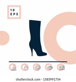 Women shoes icon, the modern silhouette. Menu item in the web design