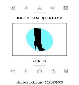 Women shoes icon, the modern silhouette. Menu item in the web design