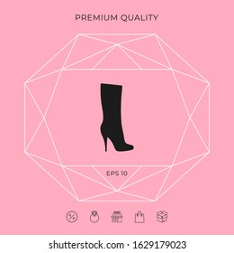 Women shoes icon, the modern silhouette. Menu item in the web design