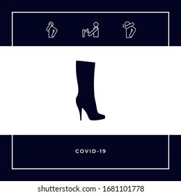 Women shoes icon, the modern silhouette. Menu item in the web design