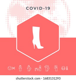 Women shoes icon, the modern silhouette. Menu item in the web design