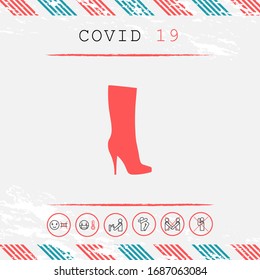 Women shoes icon, the modern silhouette. Menu item in the web design