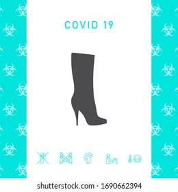 Women shoes icon, the modern silhouette. Menu item in the web design