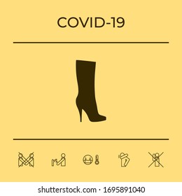 Women shoes icon, the modern silhouette. Menu item in the web design