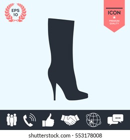 Women shoes icon, the modern silhouette. Menu item in the web design