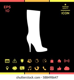 Women shoes icon, the modern silhouette. Menu item in the web design