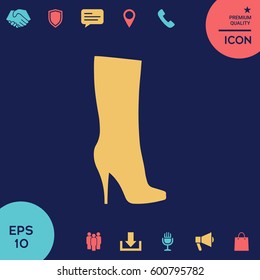 Women shoes icon, the modern silhouette. Menu item in the web design